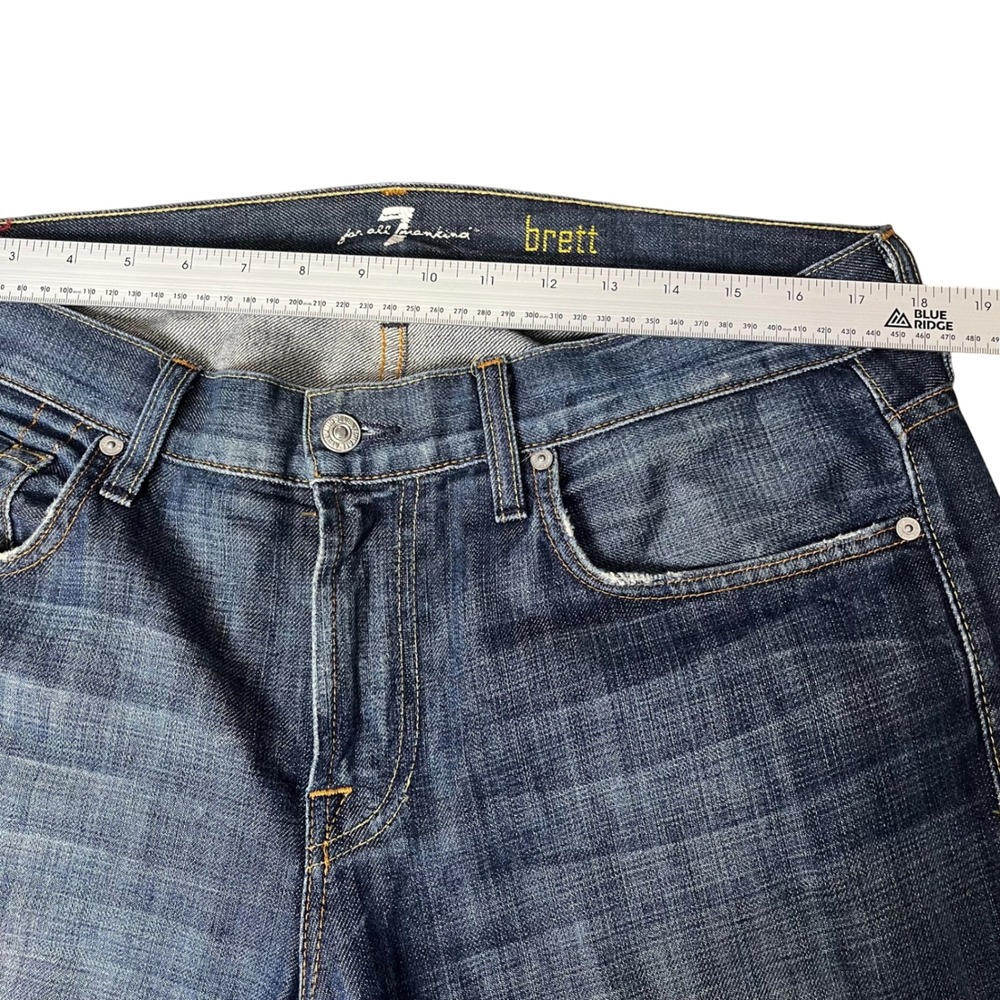 7 For All Mankind Brett Bootcut Jeans Mens 34 Blue A-Pocket Made in USA Denim - Picture 4 of 11